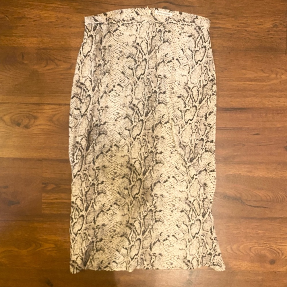 Reformation snake skin skirt.